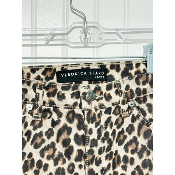 Veronica Beard Leopard Coated Print Mid Rise Skinny Brooke‎ Jeans Size 26 Size 2 - Picture 6 of 13
